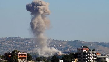Smoke rises from the site of an Israeli airstrike in southern Lebanon on June 4, 2026.Abbas Fakih...