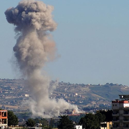 Smoke rises from the site of an Israeli airstrike in southern Lebanon on June 4, 2026.Abbas Fakih...